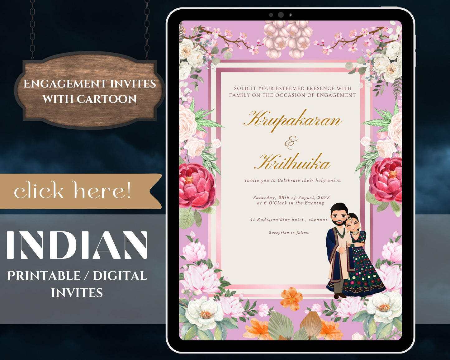 Indian wedding cards , indian marriage invites as sagai invites in hindu wedding invites ,indian cartoon invites