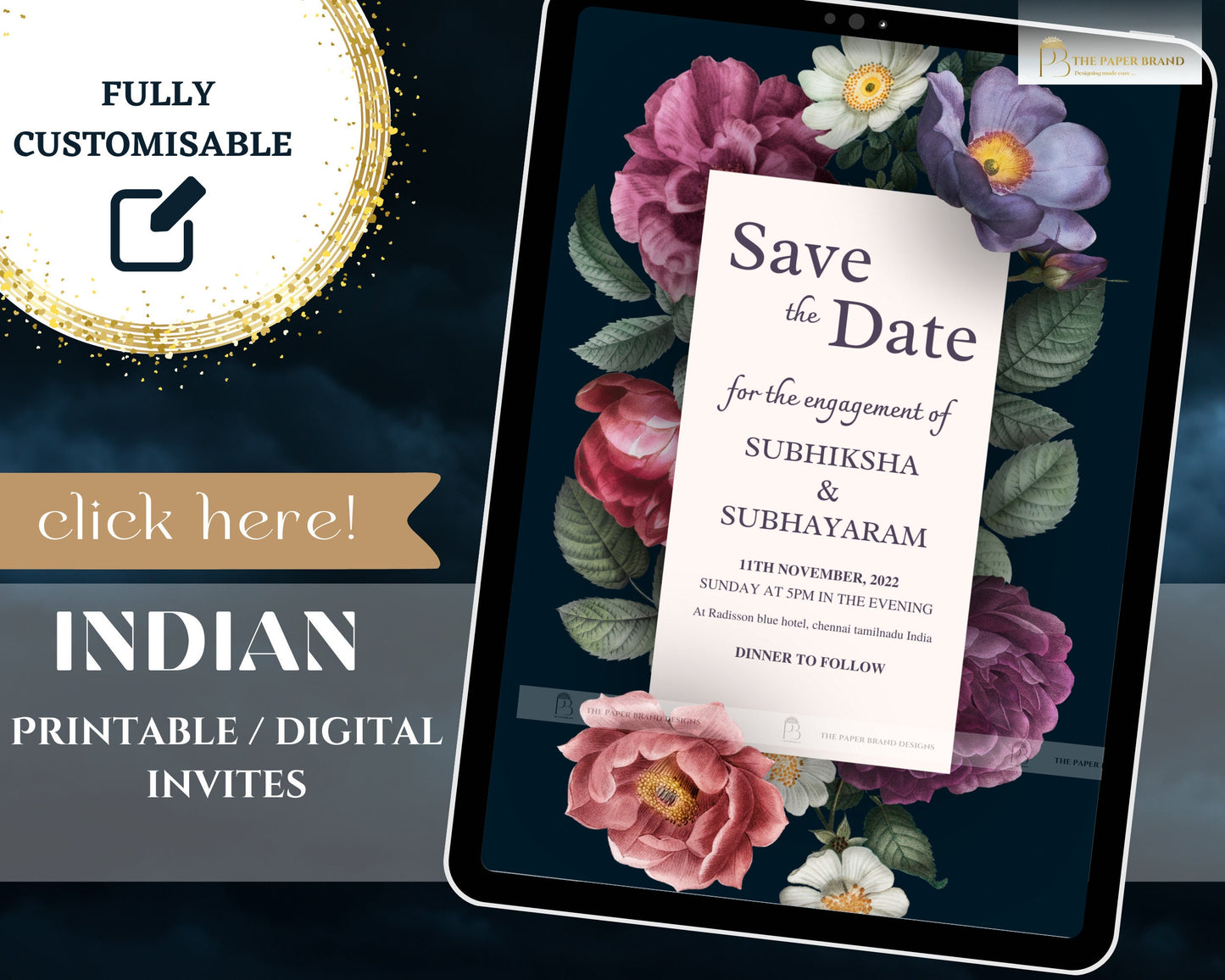 Indian save the date cards &indian wedding invite ,indian invite ,Indian function invite ,mehendi invite , sangeet invitation, indian weddi