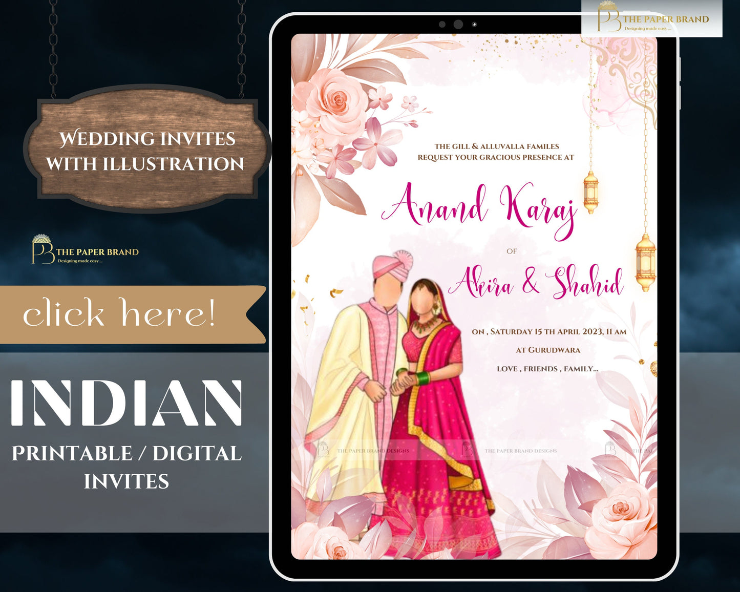 indian Anand Karaj invites & Sikh invitations, Anand Karaj welcome sign ,Sikh Wedding , Punjabi Sikh wedding invites as Punjabi invites
