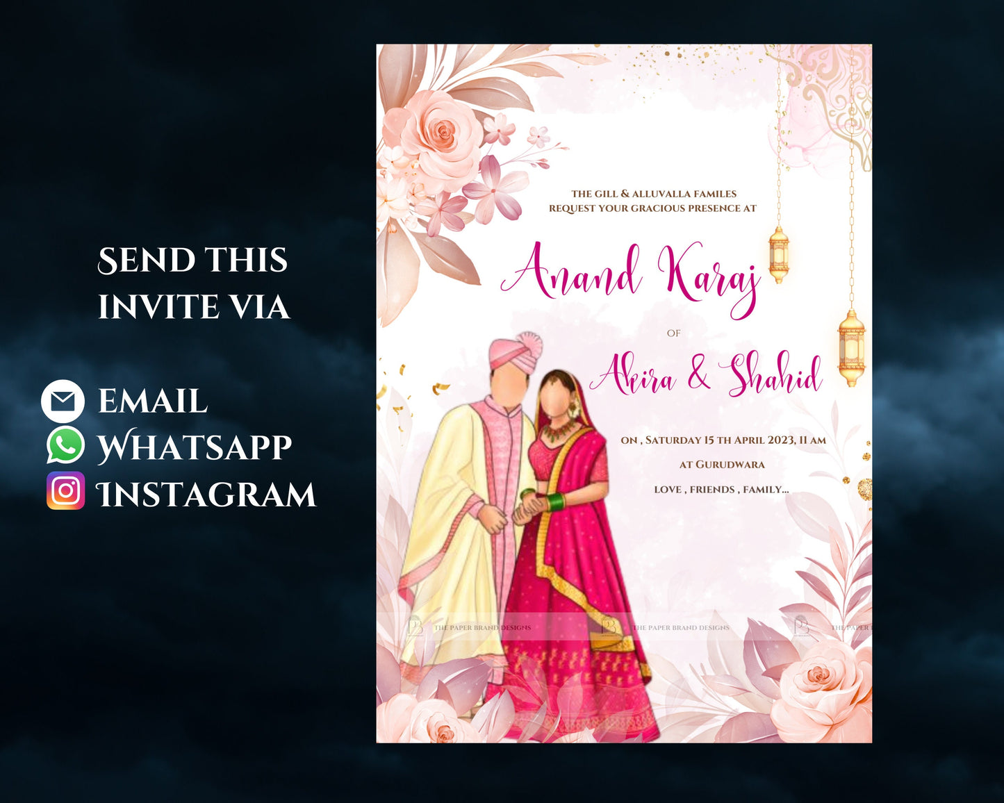 indian Anand Karaj invites & Sikh invitations, Anand Karaj welcome sign ,Sikh Wedding , Punjabi Sikh wedding invites as Punjabi invites