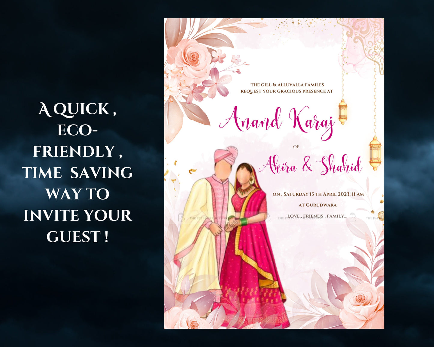 indian Anand Karaj invites & Sikh invitations, Anand Karaj welcome sign ,Sikh Wedding , Punjabi Sikh wedding invites as Punjabi invites
