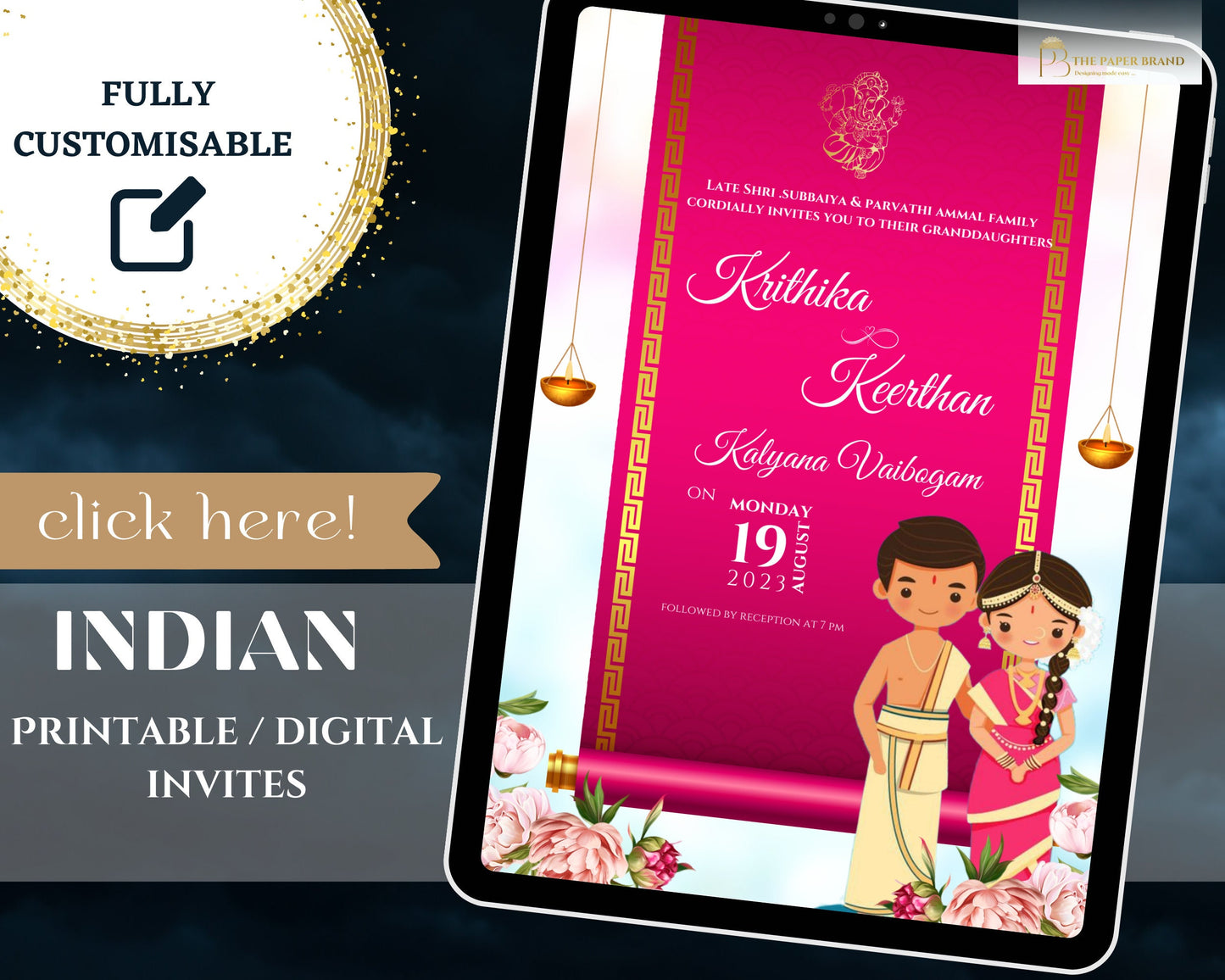 southindian wedding invite ,tamil invite , Hindu wedding card ,save the date cards, brahmin wedding invite, indian wedding invite