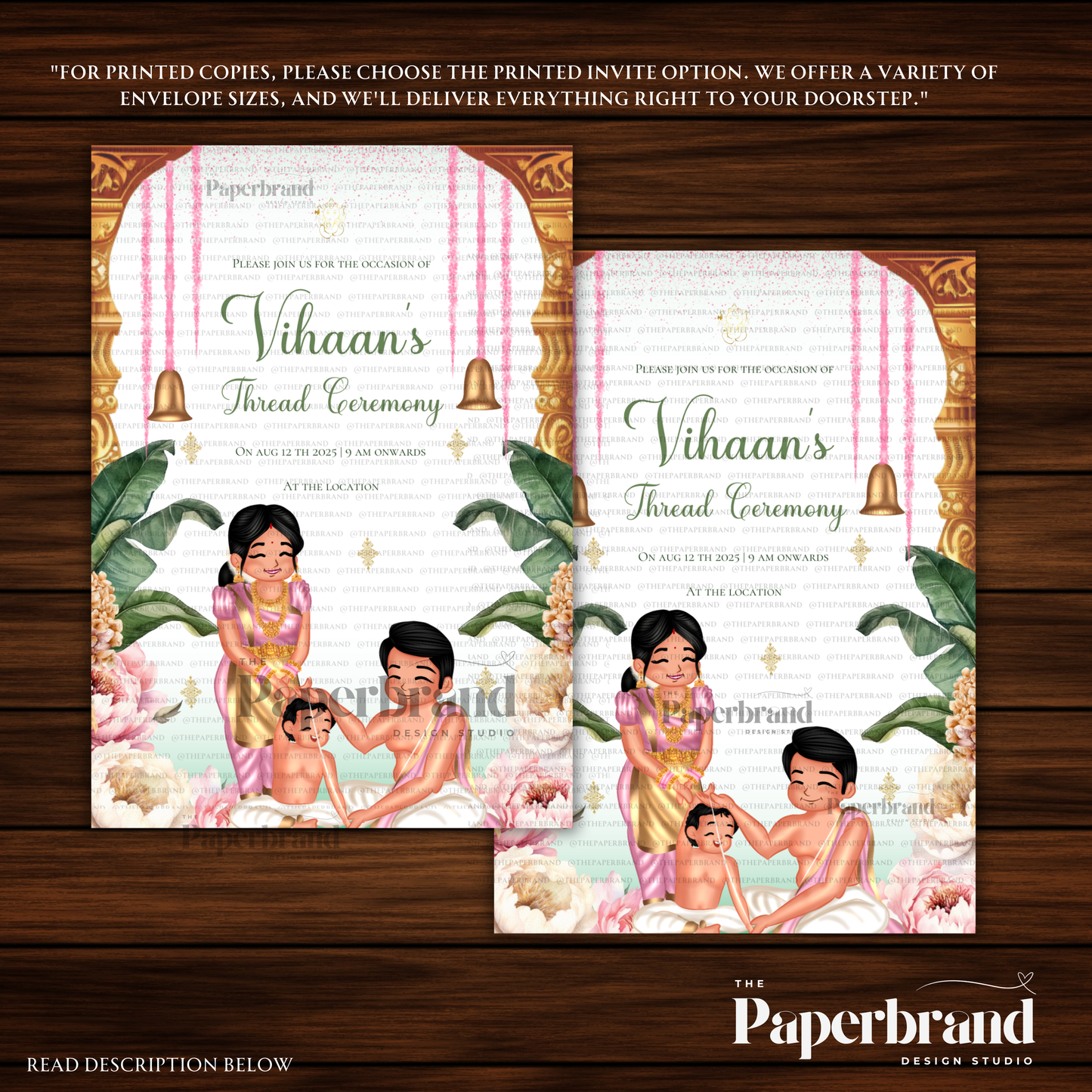 Upanayanam Invitation | Digital Brahmopadesham Invite | Thread Ceremony Vertical Printable Invite