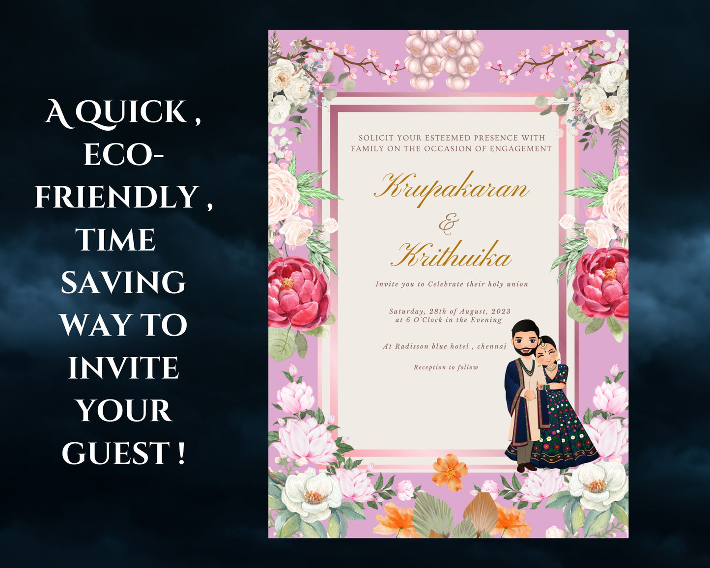 Indian wedding cards , indian marriage invites as sagai invites in hindu wedding invites ,indian cartoon invites