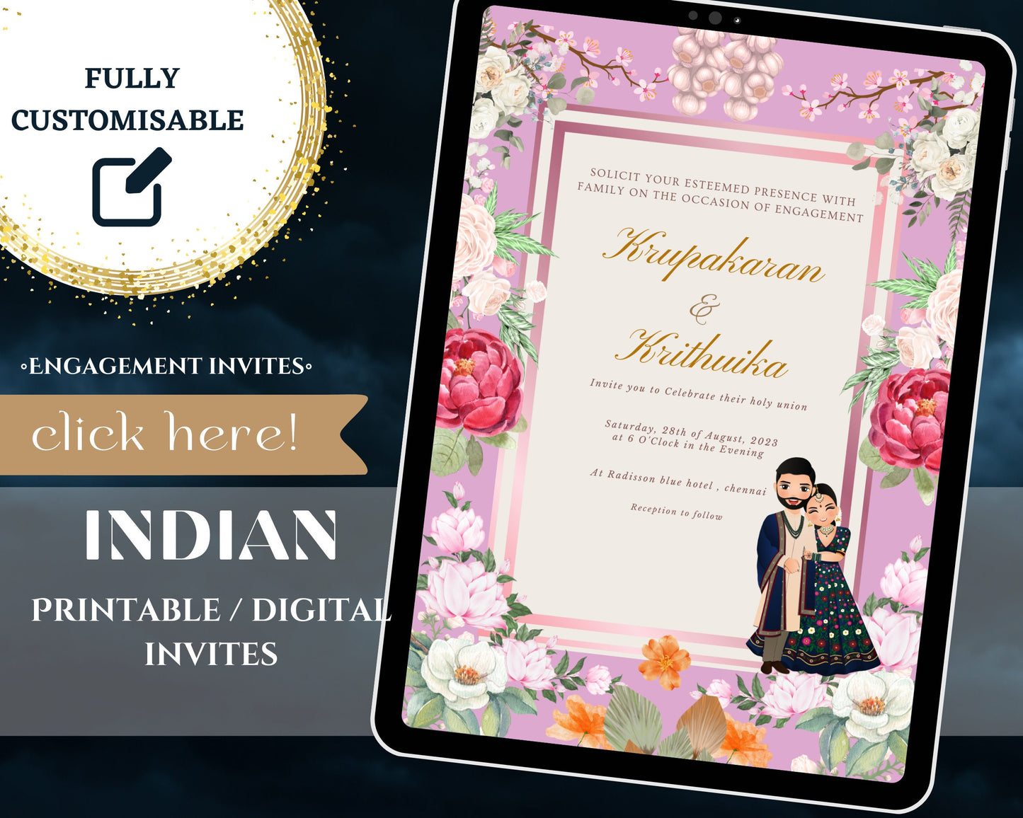 Indian wedding cards , indian marriage invites as sagai invites in hindu wedding invites ,indian cartoon invites