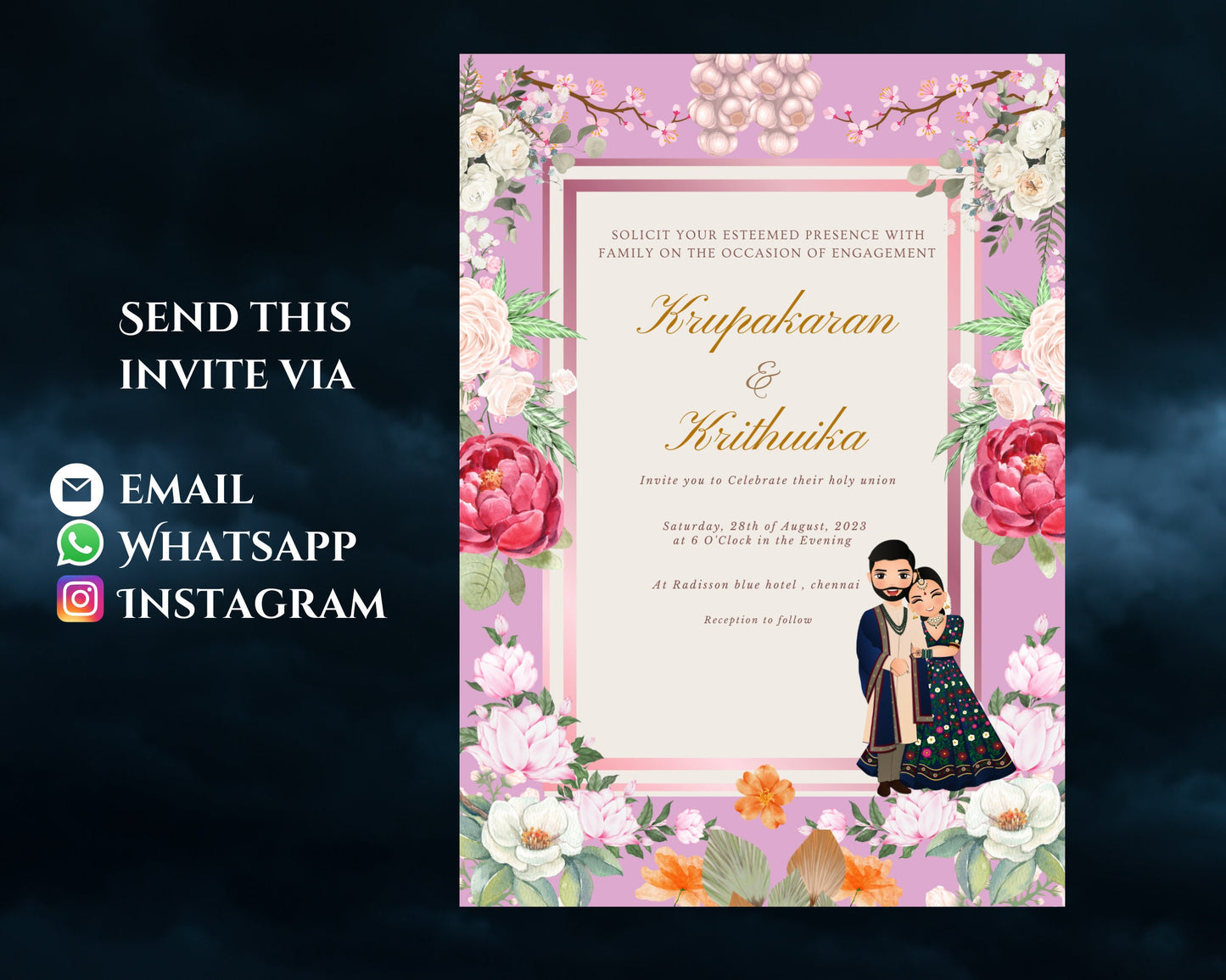 Indian wedding cards , indian marriage invites as sagai invites in hindu wedding invites ,indian cartoon invites