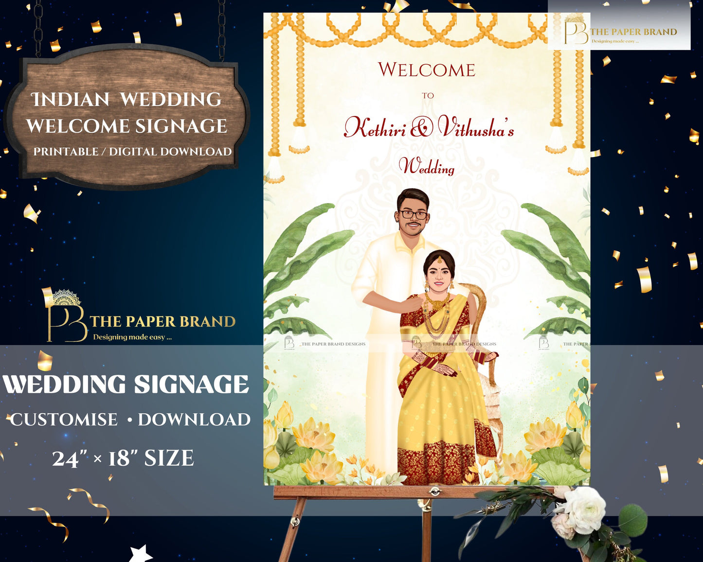 Indian wedding welcome sign & Hindu wedding welcome sign, Desi wedding signs in welcome signs, Sign for hindu wedding as Hindu wedding sign