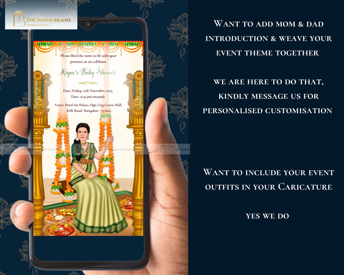 Indian Baby Shower invite video |Valaikappu, Godh Bharai Ceremony video invite | seemantham invite WhatsApp, maternity invite | customisable