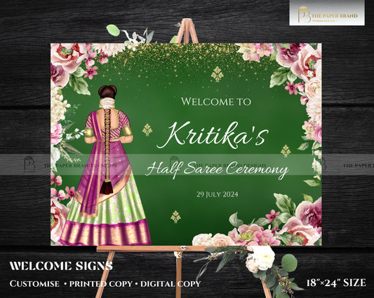 Half Saree Ceremony poster, Half Saree Function Sign, Puberty Invitation, Half Saree Ceremony Invite, Half Saree Ceremony Sign Board