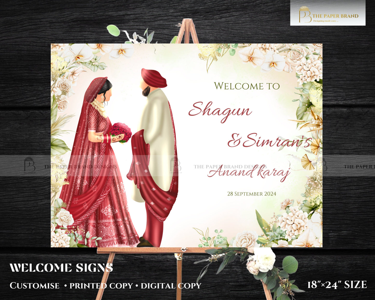 Anand karaj welcome signs in sikh wedding posters in Hindi wedding welcome board in indian welcome board for Indian Sikh wedding invites