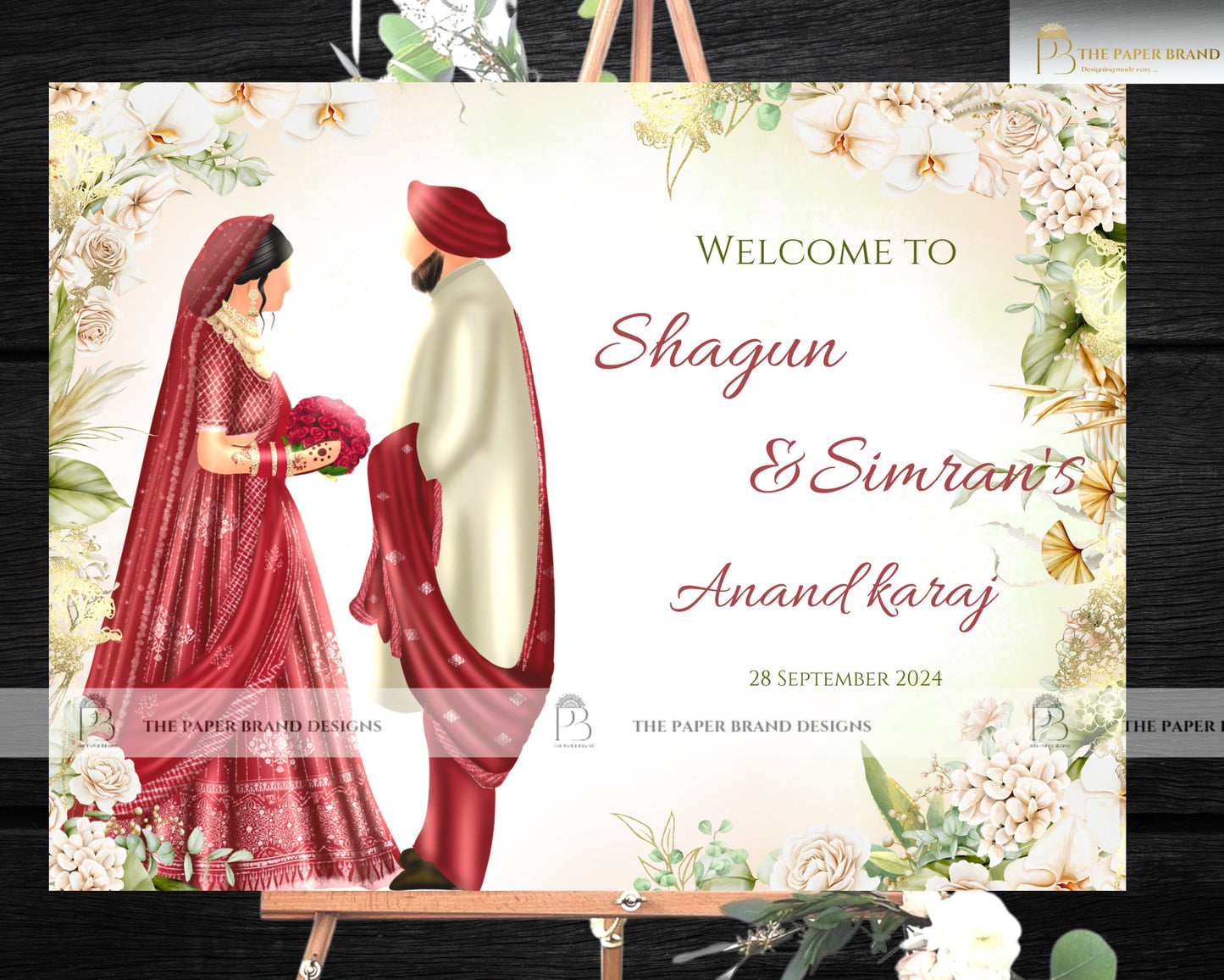 Anand karaj welcome signs in sikh wedding posters in Hindi wedding welcome board in indian welcome board for Indian Sikh wedding invites