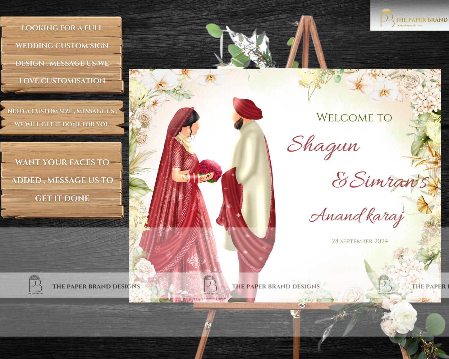 Anand karaj welcome signs in sikh wedding posters in Hindi wedding welcome board in indian welcome board for Indian Sikh wedding invites