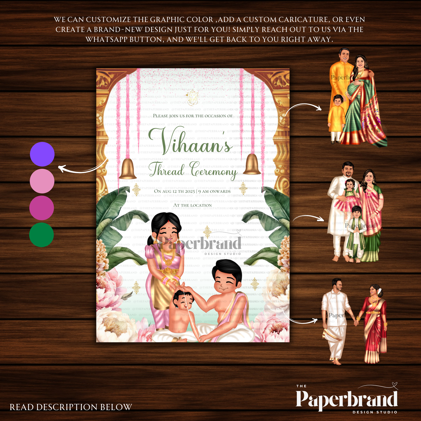 Upanayanam Invitation | Digital Brahmopadesham Invite | Thread Ceremony Vertical Printable Invite